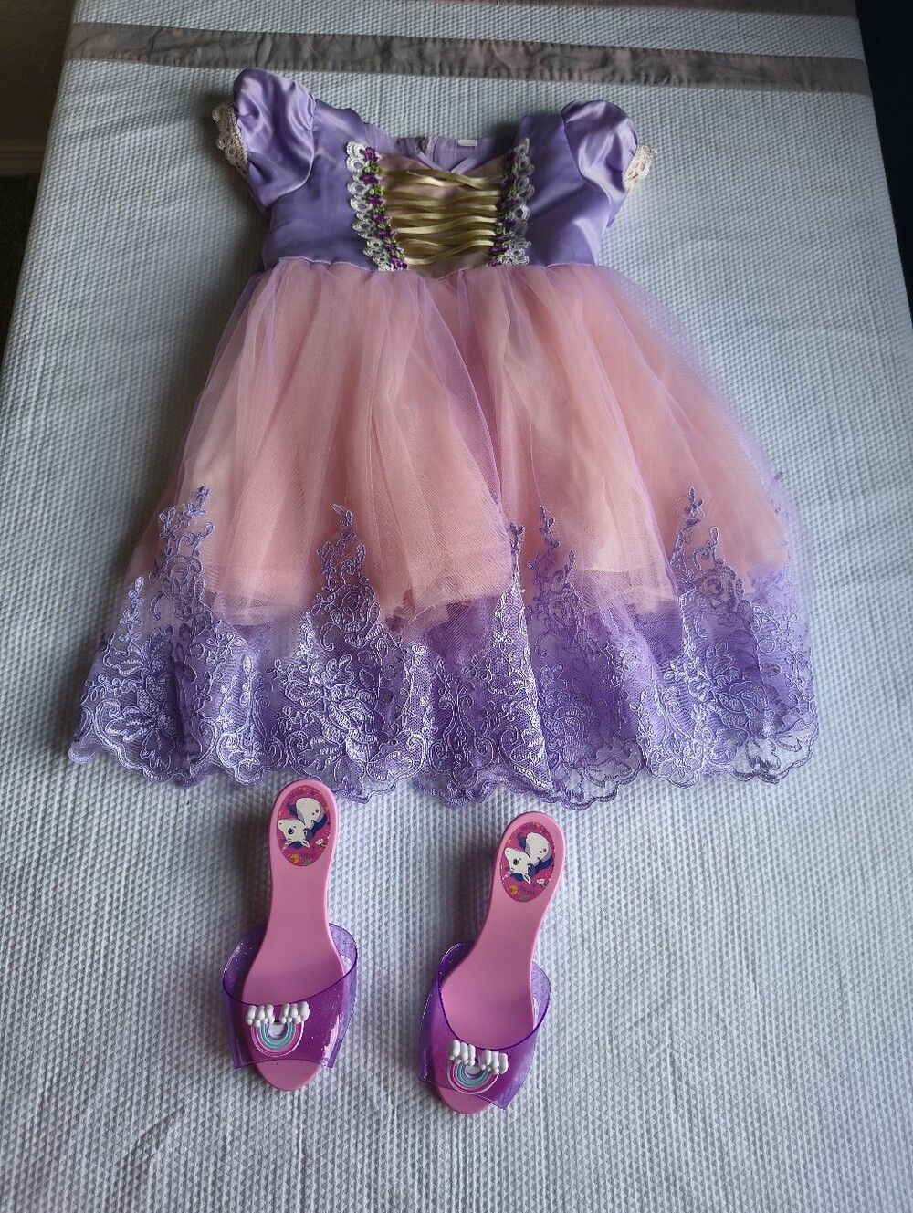 Girls Princess Dress Up Costume with Toy High Heels Set - Used